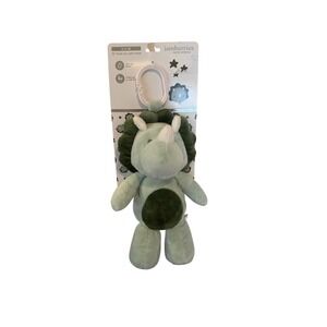 Jamberries My First Rattle Toy Cuddle Dinosaur 10 Inch Plush Green Stroller Clip
